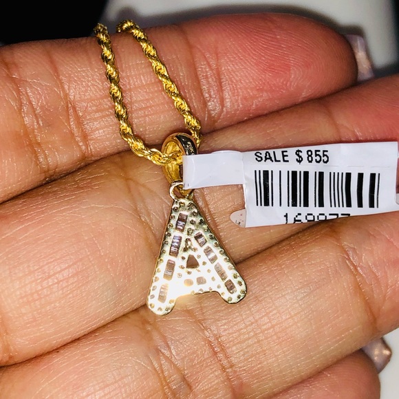 10k solid gold SI Certified Diamond A Initial pendant NOT plated, free appraisal - Picture 4 of 11